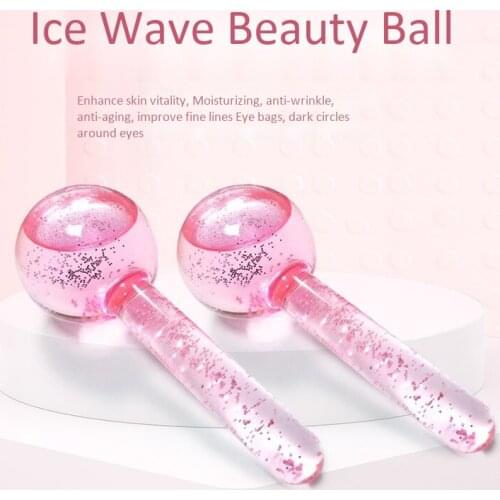 2Pcs / Lot Beauty Ice Hockey Energy Beauty Crystal Ball Facial Cooling Ice Globes Water Wave for Face and Eye Massage