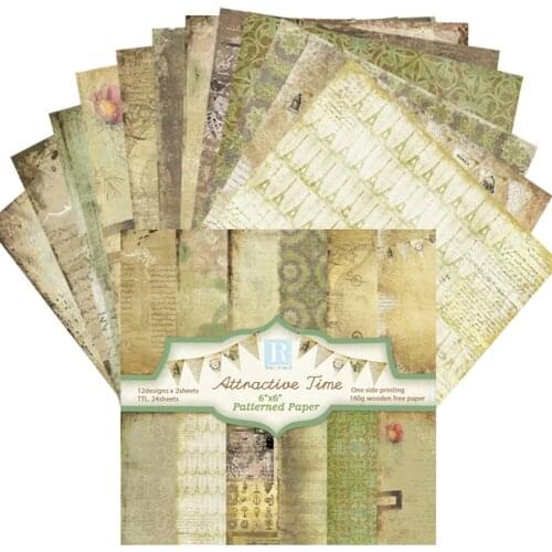 24 Sheets/Set Attractive Time Scrapbooking Pads Paper Origami Art Background Paper Card Making DIY Scrapbook Paper Art Craft