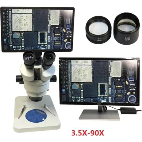 3.5X 7X 45X 90X Zoom trinocular stereo microscope +5MP FULL HDMI 10.1inch digital tablet microscope camera measurement