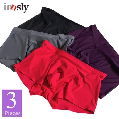 3 Pieces/Set Seamless Boxer Men Underwear Ice Silk Breathable Thin Boxer Shorts Waist Mens Panties Big Size Male Underpants