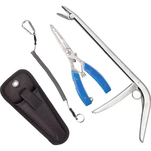 3pack/lot Stainless Steel Fishing Pliers Line Cutter Curved Nose Remove Hook Fishing Tackle Tool with Nylon Sheath