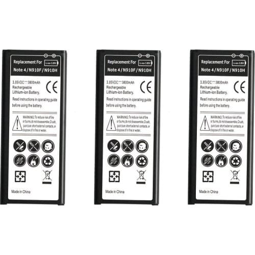 3x 3800mAh EB-BN910BBE /U/K Replacement Li-ion Battery For Samsung Galaxy Note 4 IV SM-N910 N910F N910 N910H N910S N910T N910V