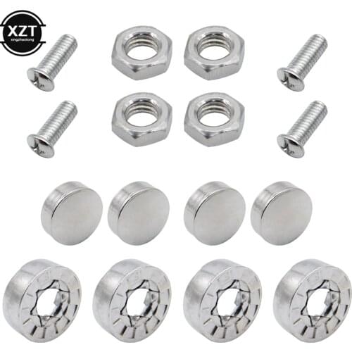 4Pcs/Set Chrome Anti-theft Screws Car License Plate Bolts Frame Screws