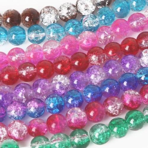 50pcs 8mm Crystal Glass Beads Crack Beads Round Loose Spacer Beads For Jewelry Making DIY Necklace & Bracelet
