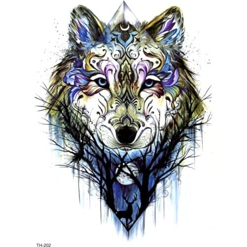 7 Styles Wolf Waterproof Temporary tattoo Sticker Tatuagem Sleeve Tatoo beauty Animals Forest wolf tatuajes henna Fake Tattoo
