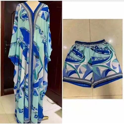 African Clothes for Women Summer Sexy 2021 African Women Printing Plus Size Long Dress with Pant African Suit