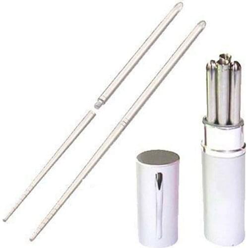 Aluminum Pen Shape Shell Stainless Steel Folding Travel Chopsticks,Silver