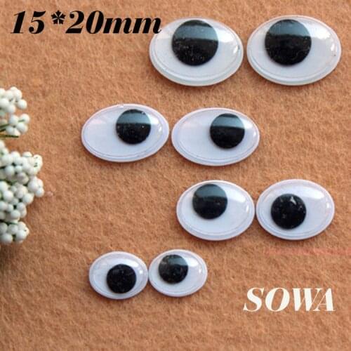 Free shipping 15x20mm 300pcs Black And White Oval Design Imitate Animal Eye Dolls Eye For Toy DIY