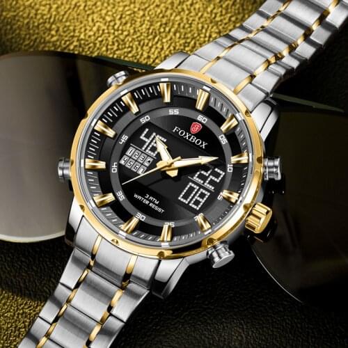 2021 FOXBOX Top Brand Men Watches Fashion Luxury Quartz Watch Mens Chronograph Sports Electronic Wristwatch Relogio Masculino