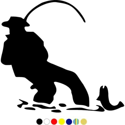 CS-1154#16*15cm Fisherman funny car sticker vinyl decal silver/black for auto car stickers styling