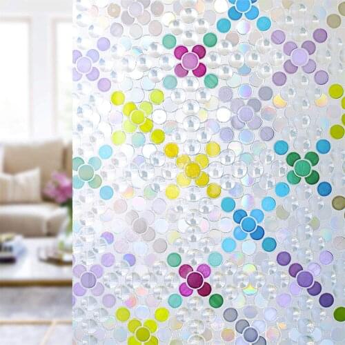 Colorful Curtain Film Window Glass Glass Paper Heat Insulation Privacy Decoration No-Glue Static Window Glass Stickers 45/90CM