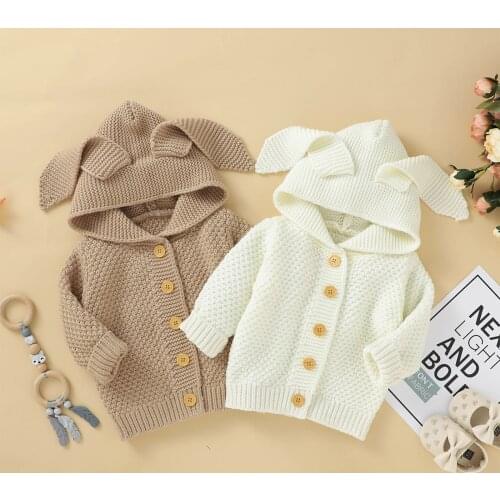 Ma&Baby 3-24M Infant Toddler Baby Girls Knitted Coats Cute Long Ear Hooded Jackets Warm Autumn Winter Outerwear CLothing