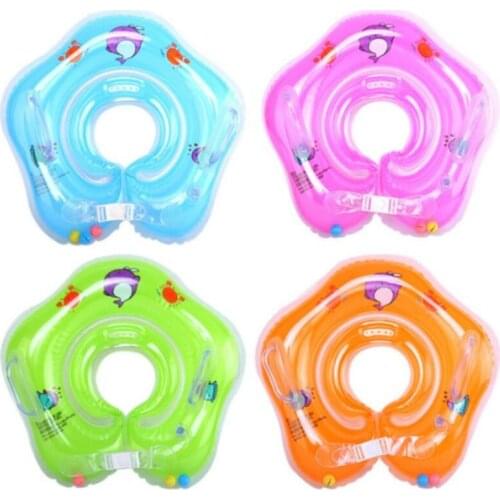 Infant Baby Swim Pool Neck Ring Inflatable Bathing Mattress Floats Tubes With Bell Pvc Air Inflation Newborn Circle Accessories