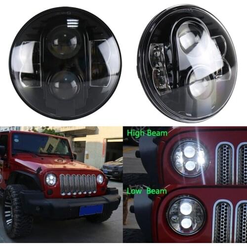 80W 7" round led headlight with High/Low Beam White 12V headlamp Fit For Jeep Wrangler Lada Niva Toyota