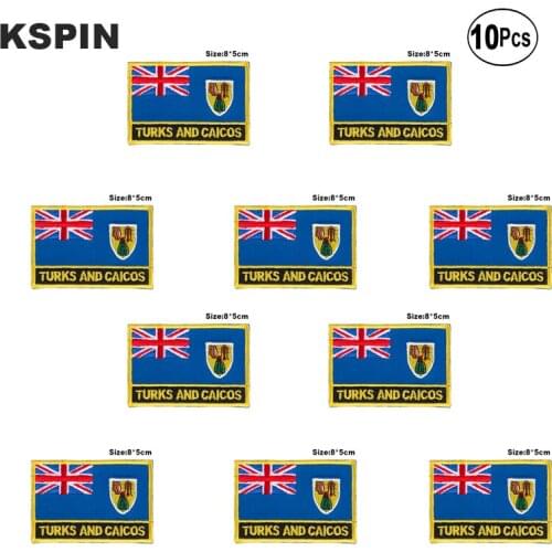 Turks And Caicos Flag Embroidery Patches Iron on Saw on Transfer patches Sewing Applications for Clothes in Home&Garden