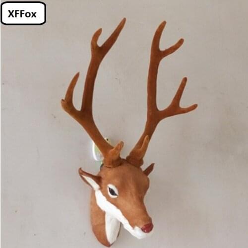 Simulation sika deer head model polyethylene&furs yellow deer head wall pandent doll gift 23x25x43cm xf949