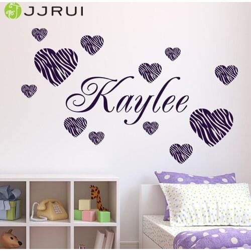 JJRUI Personalized Name Customer Zebra Heart Love Warm Story wall decal quote sticker 39.4x24.8in