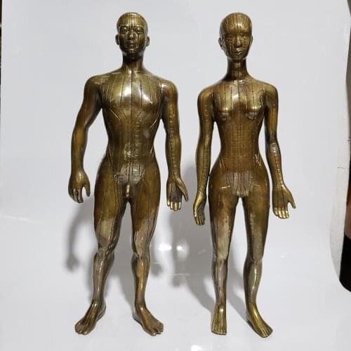 1 Pair(2piece) Height 47CM/18.5inch Home decoration copper metal peopel statue, Metal crafts Acupuncture point human statue