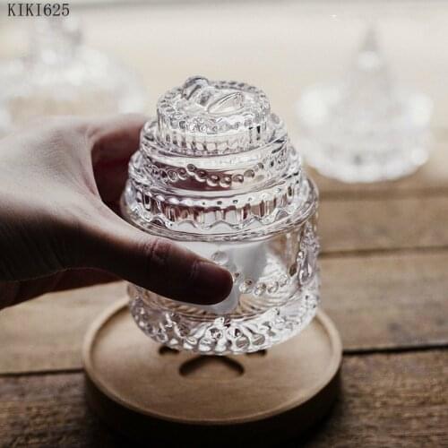 European Style Embossed Crystal Glass Jar Transparent Mini Jewelry Storage Jar with Lid Small Objects Necklace Ring Storage Box