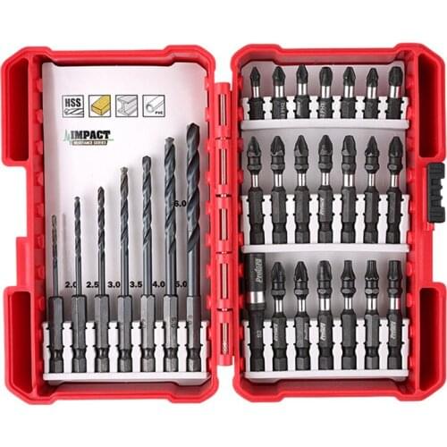 Anti-Impact Batch Head Set Electric Drill Bit Set Magnetic Cross Repair Electric Screwdriver Head Toolbox 28 Pcs/set 5410-2801