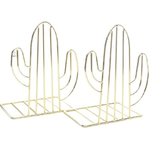 2pcs/pair Plant Shaped Metal Bookends Book Support Stand Desk Organizer Storage Holder Shelf D1