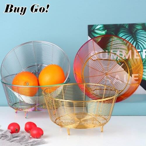 New Stainless Steel Storage Basket Home Desktop Metal Sundries Organizer Container Gold Toy Fruit Baskets For Home Accessaries