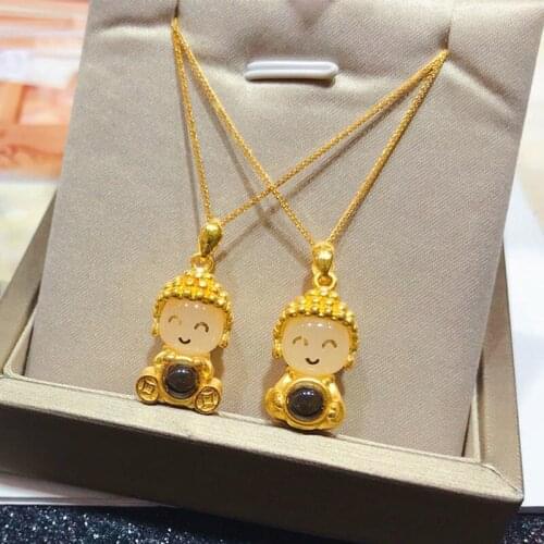 2021 New Creative Design Titanium Steel Buddha Necklace Pendant for Woman Golden Color Buddha Necklace Jewelry Wholesale