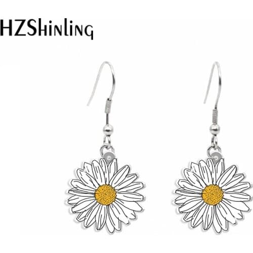 2021 New Flower Daisy Dangle Earring Beautiful Items Acrylic Hook Earring Epoxy Jewelry Earrings Gifts Women
