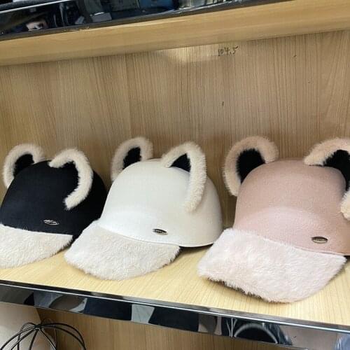 NEW Korean Fashion New Fall Winter Cute Girl Ear Wool Cute Visor Hats For Women Baseball Fitted Hat Casual Sombrero Mujer Bone