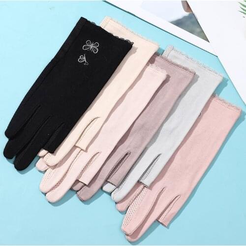 New Fashion Women Cotton Touch Screen Gloves Outdoor Non-slip Half-finger Exposed Gloves Ladies UV Thin Sunscreen Driving Gloves
