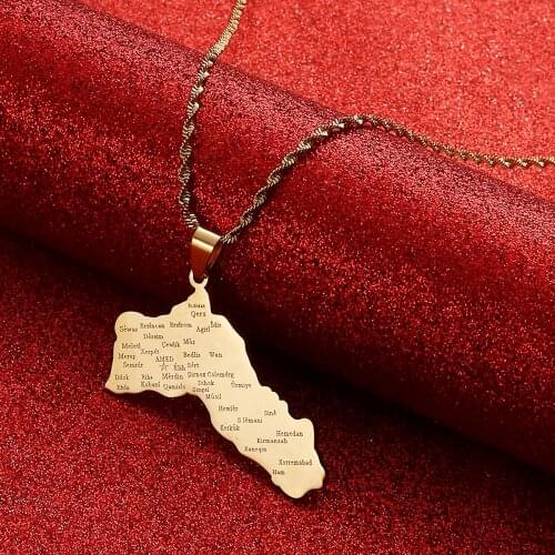 Stainless Steel Gold Silver Color Kurdistan Map Pendant Necklaces Kurdish Flag Map Jewelry