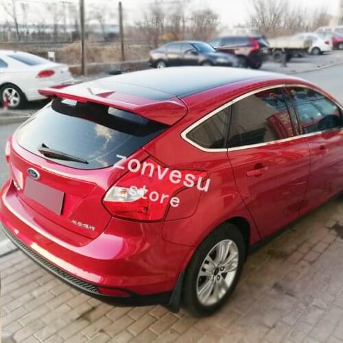 Use For FORD Focus 2012-2018 Year Spoiler ABS Plastic Carbon Fiber Look Rear Roof Wing Car Body Kit Accessories