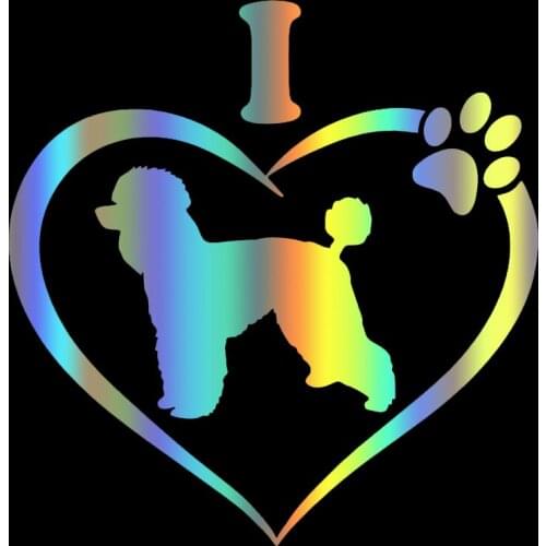S51565 Various Sizes/Colors Car Stickers Vinyl Decal I Love My Poodle Dog Animal Motorcycle Decorative Accessories