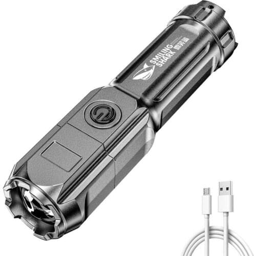 Super ABS Strong Light Focusing Led Flashlight Outdoor Portable Home Built-in Battery Rechargeable Multi-function Torch