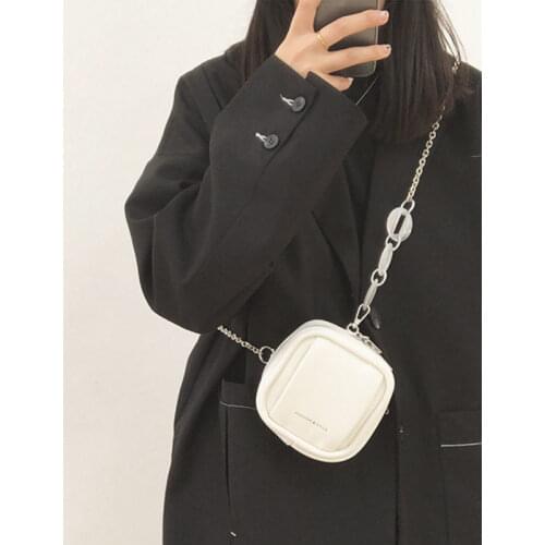 Women MINI Bag PU FLAP Korean Simple Chains Fashion Zipper Shoulder Bag Pures and Bags Crossbody Girls Bag Small Fresh