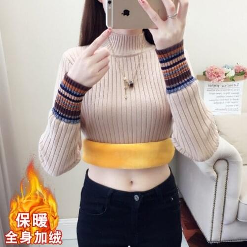 Womens autumn and winter new Korean version 100-tie bottom sweater womens Pullover thickened warm knitted sweater