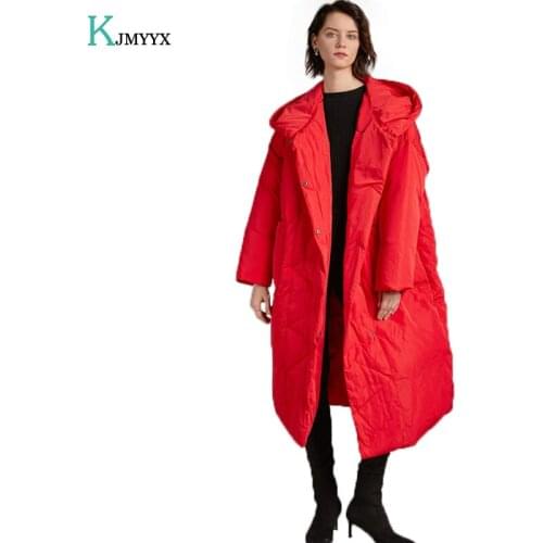 S-7XL Plus Size Winter Oversize Warm Duck Down Coat Female X-Long Down Warm Jacket Hooded Cocoon Style Thick Warm Parkas