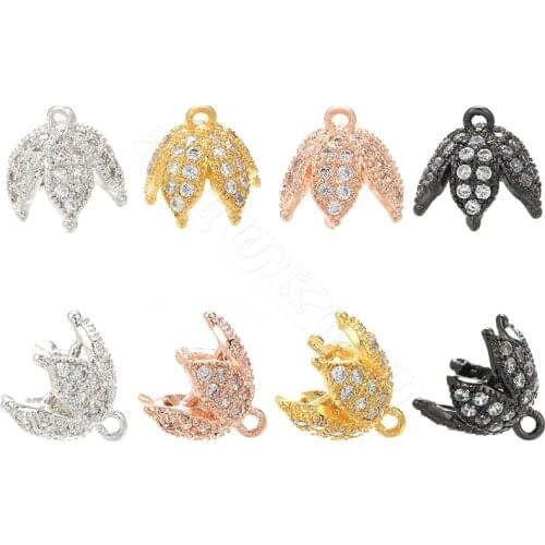 ZHUKOU 2019 New Fashion charms for jewelry making VM11 Cubic Zirconia mini flowers charms for women Necklace Elegant pendants