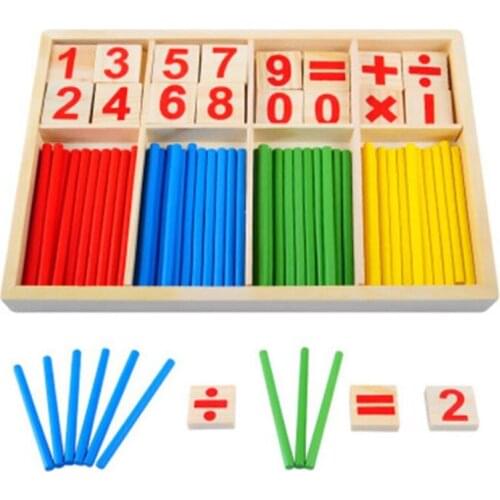 1Set Counting Sticks Montessori Wooden Number Math Game Sticks Educational Toy Puzzle Teaching Aids Set Materials Children Gift