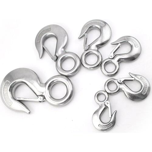 1Pcs Silver 304 Stainless Steel Trigger Clevis Fixed-Eye Lifting Snap Tone Hook with 3000KG Working Load Limit