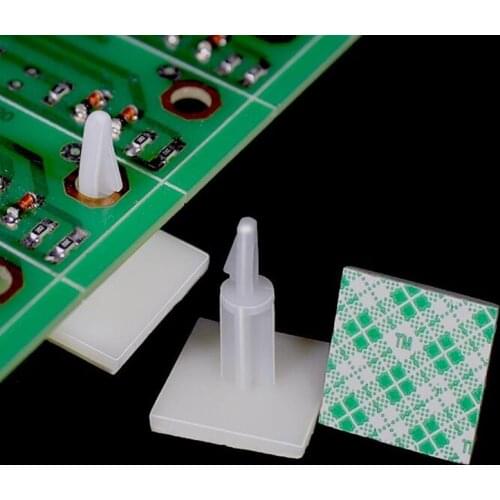 100pcs Plastic pcb pillar Stick On standoff spacer screw circuit Support Locking Snap-In Posts Fixed Clips Adhesive 3mm Hole Kit