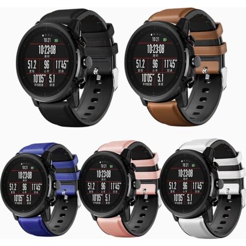 22mm Watchband For Huawei Watch GT Strap Silicone Leather Bracelet For Xiaomi Amazfit Stratos/Pace For Samsung Galaxy Watch 46mm