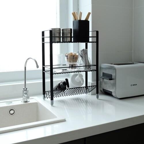 SWEETGO 3-layer storage racks Kitchen Drain rack Modern style white /black bathroom storage holders Home soft decorating