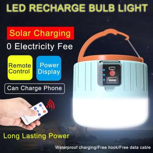 300W Camping Light Usb Led Solar Lamp Outdoor Charging Remote Control Super Bright Night Market Bulb Emergency Lights Tools