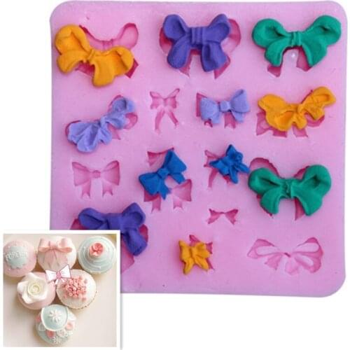 3D Bowknot Flower Silicone Molds Fondant Wedding Cake Mold Soap Chocolate Fudge Sugarcraft Mould Kitchen Baking Pastry Tools