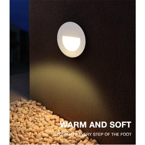 4pcs Round Led Stair Light 3W COB AC85-265V Step Lights Outdoor Indoor Waterproof Fashion Recessed Wall Lamp Garden Lamp