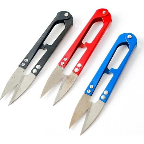 500Pcs/Lot U-Shaped Mini Scissors For Fishing Sewing Scissors Nippers Fish Use Scissors Fishing Line Cutter Tools 5 Color