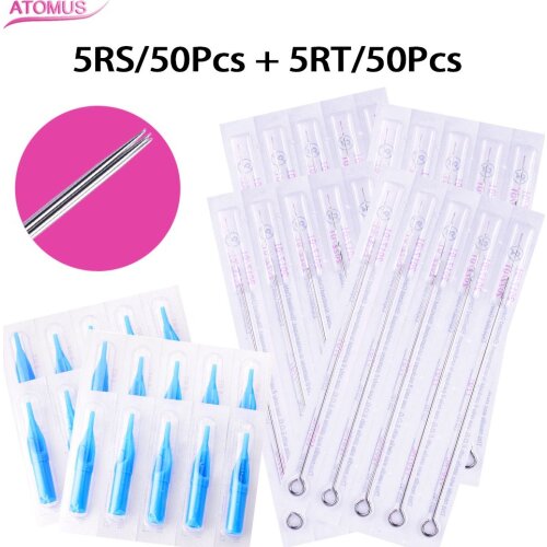5RS Disposable Agujas Tatuaje Tattoo Needles with Tips Permanent Makeup Needles Para Tatuar Botas Magnum Aiguille De Tatouage