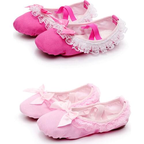 Hipposeus Children Ballet Shoes For Girls Point Dance Slippers Women Ladies Ballroom Dancing Shoes Salsa Shoe With Lace&Bow Pink