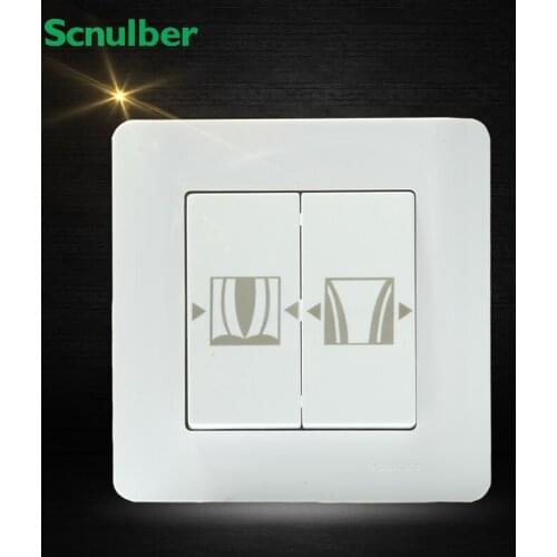 White 2 gang control draw window curtain electric wall switch